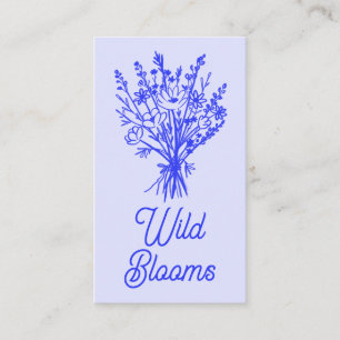 Wildflower Bouquet Rustic Minimal Chic Floral Blue Business Card