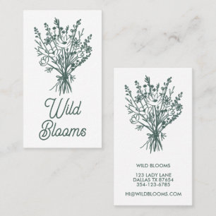 Wildflower Bouquet Rustic Minimal Floral Sage Chic Business Card