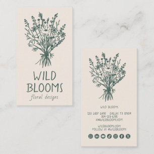 Wildflower Bouquet Rustic Minimal Floral Social Business Card
