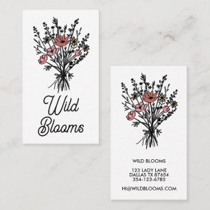 Wildflower Bouquet Rustic Minimal Simple Floral Business Card