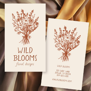 Wildflower Bouquet Rustic Minimal Simple Floral Business Card