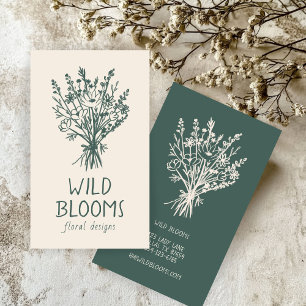 Wildflower Bouquet Rustic Minimal Simple Floral Business Card