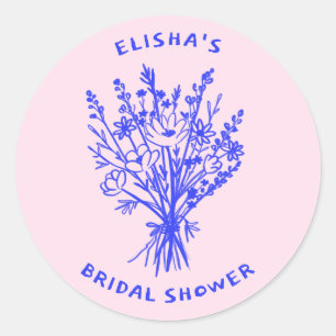 Wildflower Bouquet Rustic Whimsical Bridal Shower  Classic Round Sticker