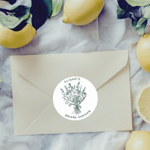 Wildflower Bouquet Rustic Whimsical Bridal Shower Classic Round Sticker