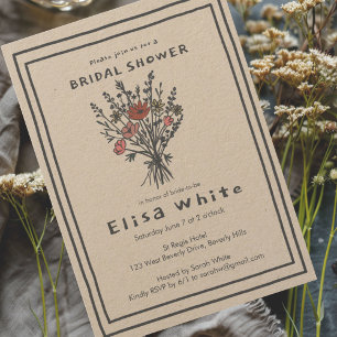 Wildflower Bouquet Rustic Whimsical Bridal Shower Invitation