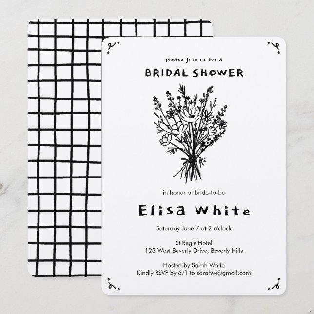 Wildflower Bouquet Rustic Whimsical Bridal Shower Invitation (Front/Back)