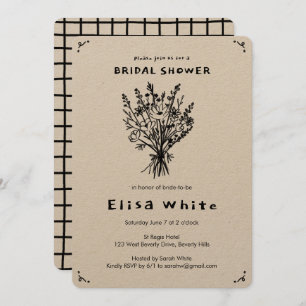 Wildflower Bouquet Rustic Whimsical Bridal Shower Invitation