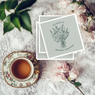 Wildflower Bouquet Rustic Whimsical Bridal Shower  Napkin
