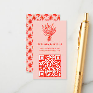 Wildflower Bouquet Rustic Whimsical QR Code Bridal Enclosure Card