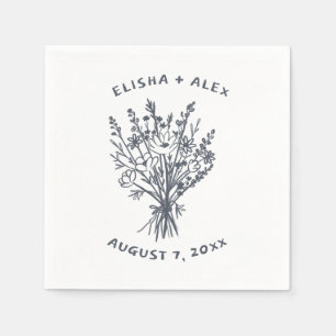 Wildflower Bouquet Rustic Whimsical Wedding Bloom Napkin