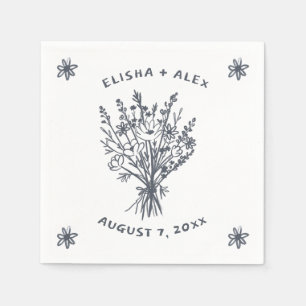 Wildflower Bouquet Rustic Whimsical Wedding Bloom Napkin