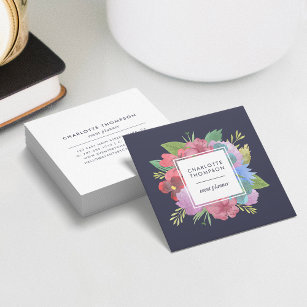 Wildflower Bouquet Square Square Business Card