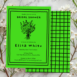 Wildflower Bouquet Whimsical Bridal Shower Bold  Invitation