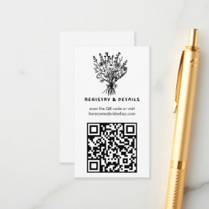 Wildflower Bouquet Whimsical QR Code Bold Bridal Enclosure Card