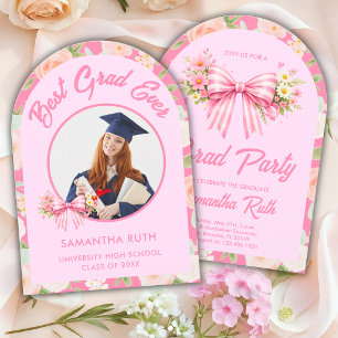 Wildflower Bow Best Grad Ever Photo Graduation Invitation