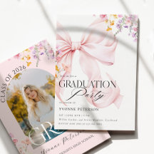Wildflower & Bow Graduation Invitation