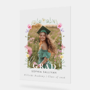 Wildflower Bow Graduation party Photo Welcome Acrylic Sign