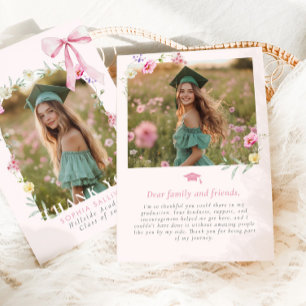 Wildflower Bow Graduation Photo Thank You Card