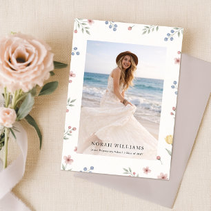 Wildflower Bow Photos Graduation Announcement Postcard