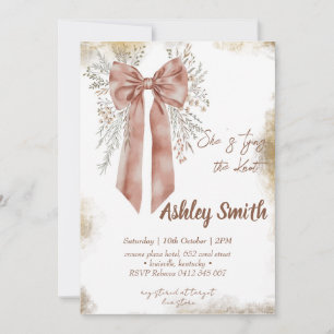 Wildflower bow tying the knot bridal shower invitation