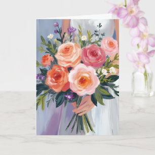 Wildflower Bridal Bouquet   Floral Wedding Bride Card