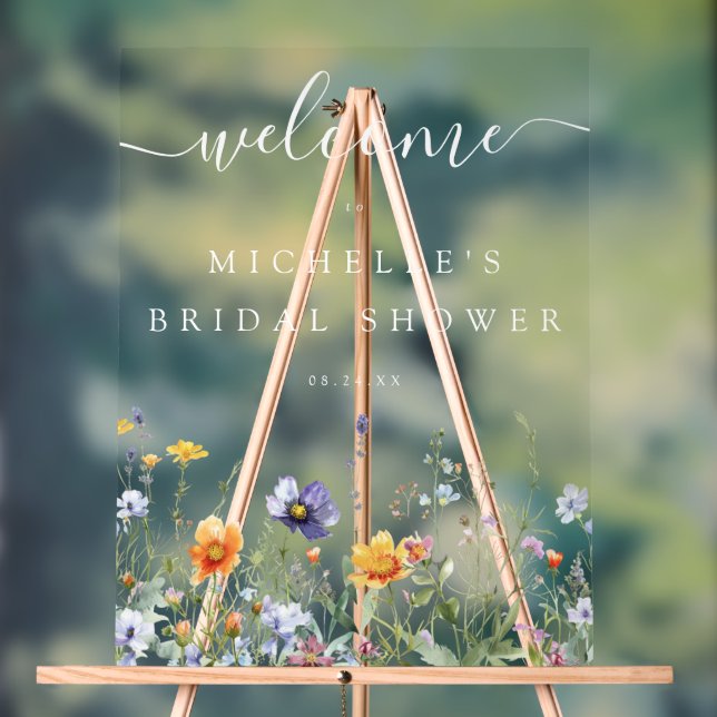 Wildflower Bridal Shower Acrylic Sign (Neutral)