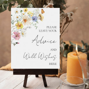 Wildflower Bridal Shower Advice And Well Wishes Poster