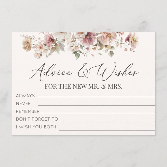 Wildflower Bridal Shower Advice and Wishes Enclosure Card (Front)