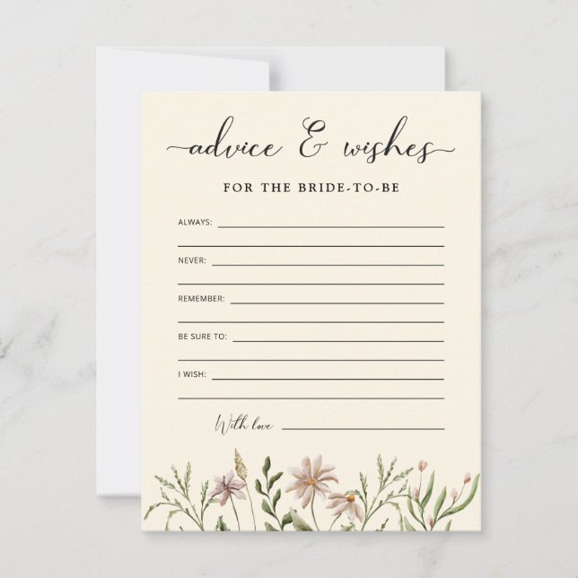 Wildflower Bridal Shower Advice & Wishes  (Front)