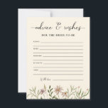 Wildflower Bridal Shower Advice & Wishes<br><div class="desc">Elegant Watercolor Wildflower Bridal Shower Advice & Wishes Card.</div>