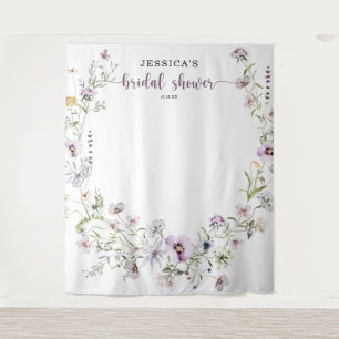 Wildflower Bridal Shower Backdrop Decor Tapestry