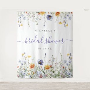 Wildflower Bridal Shower Backdrop Tapestry