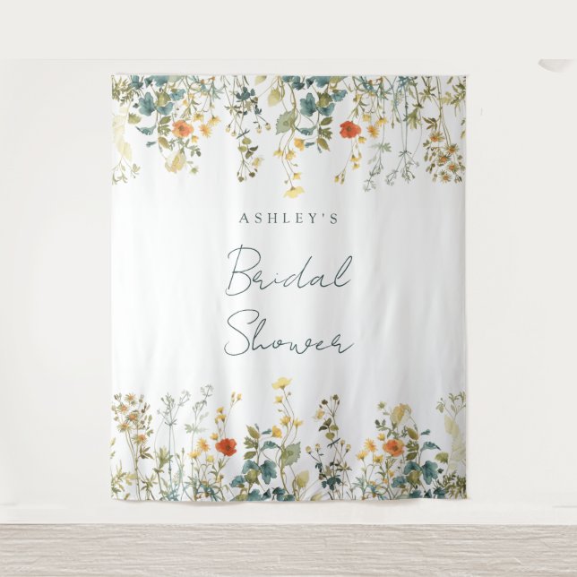 Wildflower Bridal Shower Backdrop Tapestry (Front)
