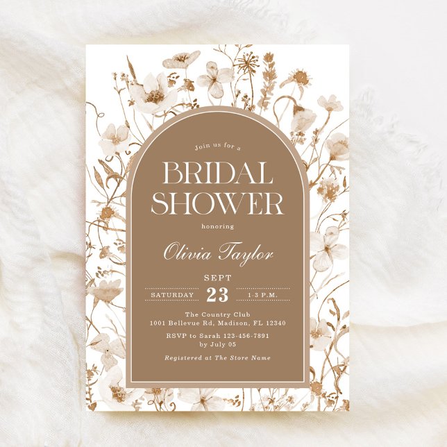 Wildflower Bridal Shower Beige Floral Invitation (Creator Uploaded)