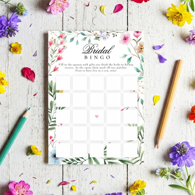 Wildflower Bridal Shower Bridal Gift Bingo Game Invitation (Creator Uploaded)