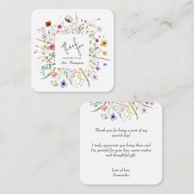 Wildflower Bridal Shower Budget Thank You Card (Front/Back)