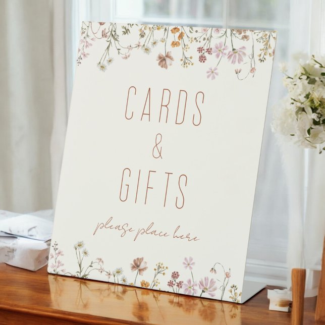 Wildflower Bridal Shower Cards and Gifts Pedestal Sign (Creator Uploaded)