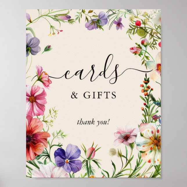 Wildflower Bridal Shower Cards & Gifts Sign (Front)