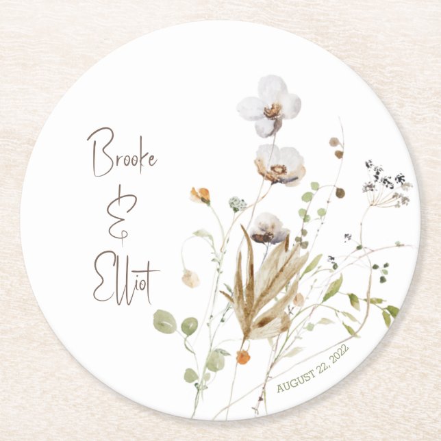 Wildflower Bridal Shower Coaster Favour (Front)