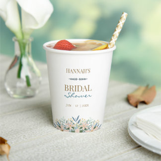 Wildflower Bridal Shower Custom Name Paper Cup