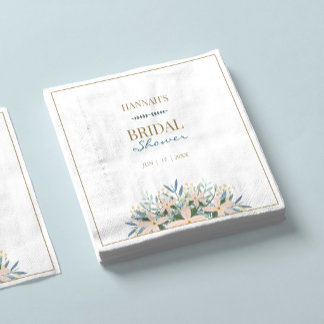 Wildflower Bridal Shower Elegant Name Date Napkins