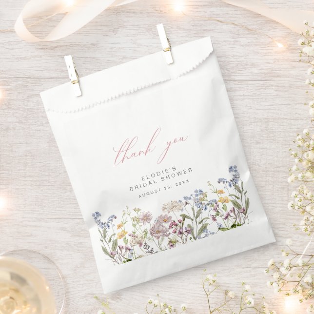 Wildflower Bridal Shower Favour Bags Floral Pink (Clipped)