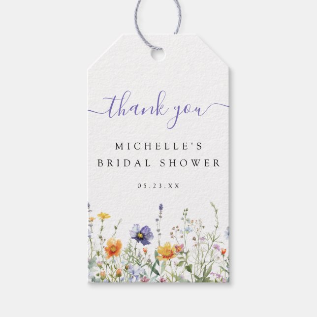 Wildflower Bridal Shower Favour Gift Tags (Front)