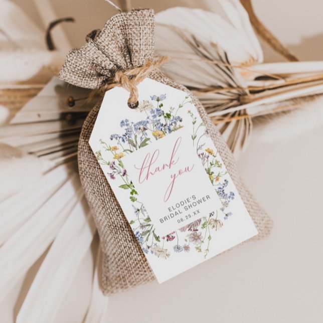 Wildflower Bridal Shower Favour Tag Thank You Pink (Creator Uploaded)