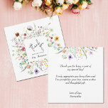 Wildflower Bridal Shower Flat Thank You Card<br><div class="desc">These square 5.25" x 5.25" thank cards feature a hand-lettered "thank you" and your name on the front with a personal message on the back (leave blank if you want to handwrite your thanks.) *TIP: Square cards require extra postage to mail - use A7 (5" x 7") envelopes to avoid...</div>