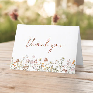 Wildflower Bridal Shower Floral Boho Garden Thank You Card