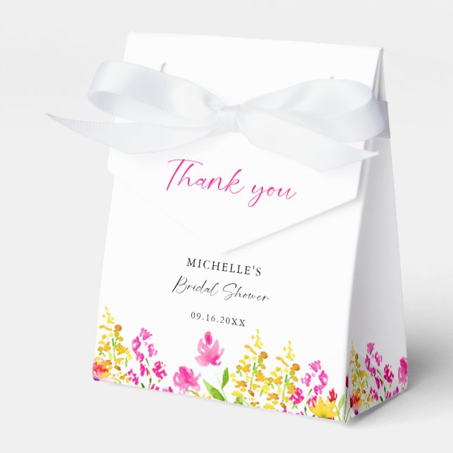 Wildflower Bridal Shower Floral Custom Favour Box (Front Side)