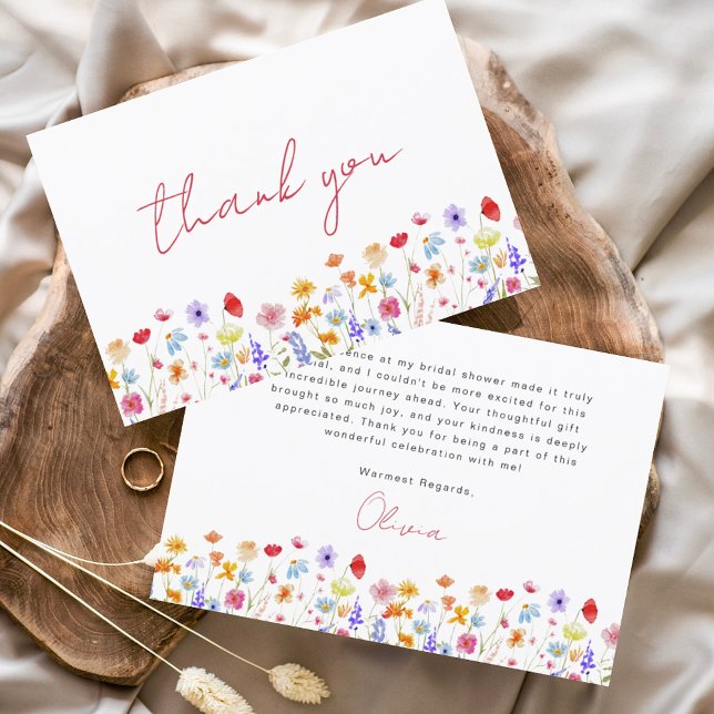 Wildflower Bridal Shower Floral Garden Thank You Card (Creator Uploaded)