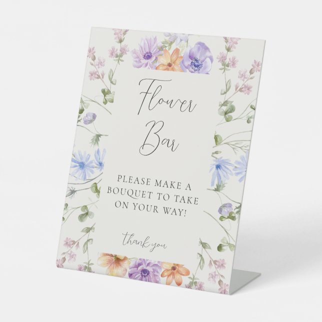 Wildflower Bridal Shower Flower Bar Sign (Front)