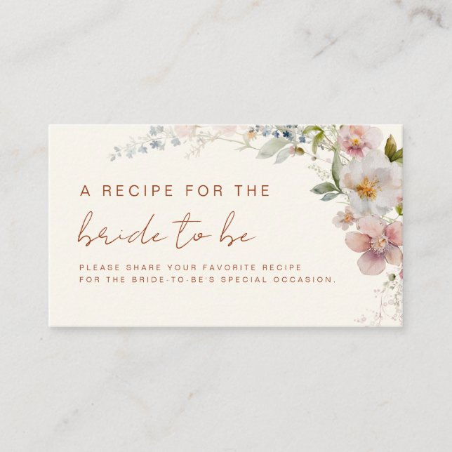 Wildflower Bridal Shower Garden Recipe Share Enclosure Card (Front)